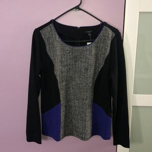 Long-Sleeved Color Block Ann Taylor Blouse PL